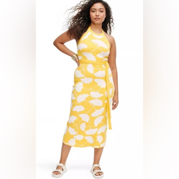 DVF BY TARGET Dresses & Skirts - NWT DVF Yellow Dress Halter Tie Neck Ginkgo Sweaterknit Midi Dress by target